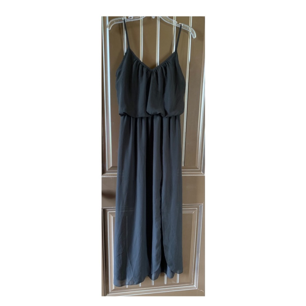 Catch My I, Black Spaghetti Strap Maxi Dress, Medium
